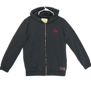 PRIVILEGE SOCIETY mens full zip up hoodie 40 Below Velour Fur Lined black 48 S M